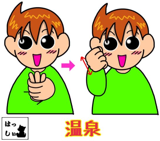 温泉の手話